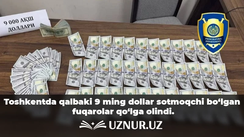 Toshkentda qalbaki 9 ming dollar sotmoqchi bo‘lgan fuqarolar qo‘lga olindi