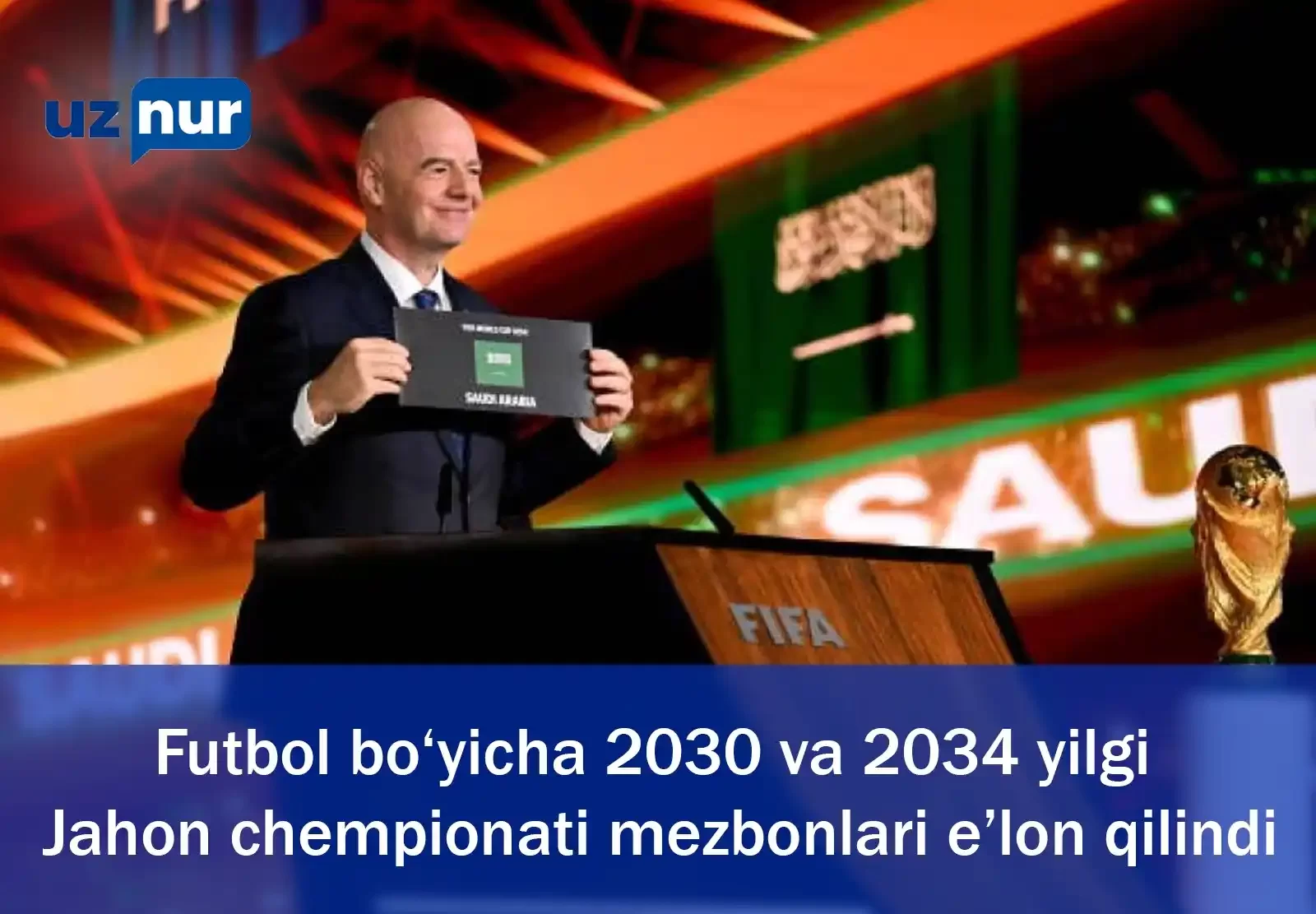 Futbol bo‘yicha 2030 va 2034 yilgi Jahon chempionati mezbonlari e’lon qilindi