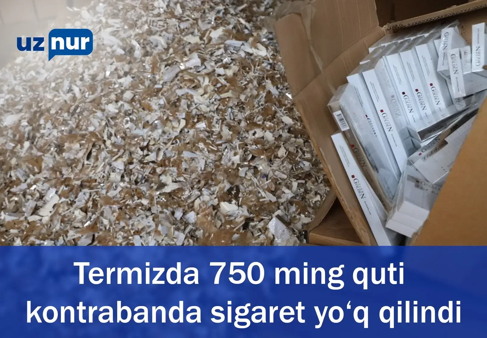 Termizda 750 ming quti kontrabanda sigaret yo‘q qilindi