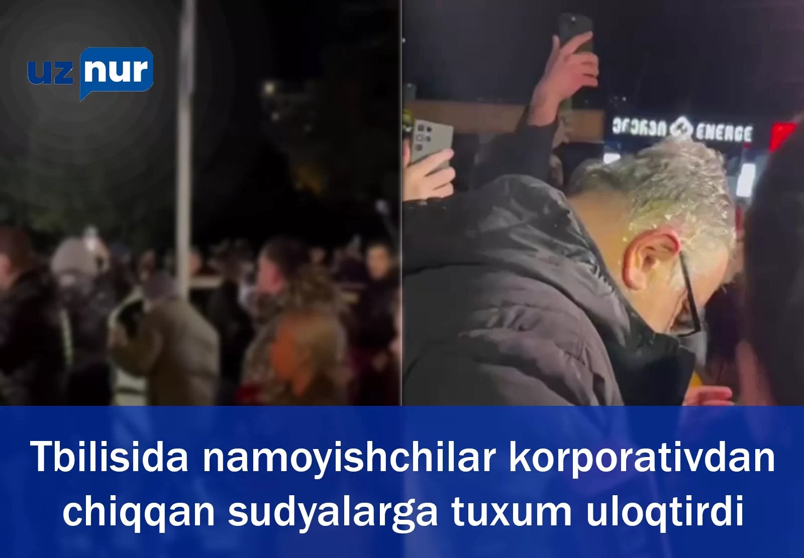 Tbilisida namoyishchilar korporativdan chiqqan sudyalarga tuxum uloqtirdi