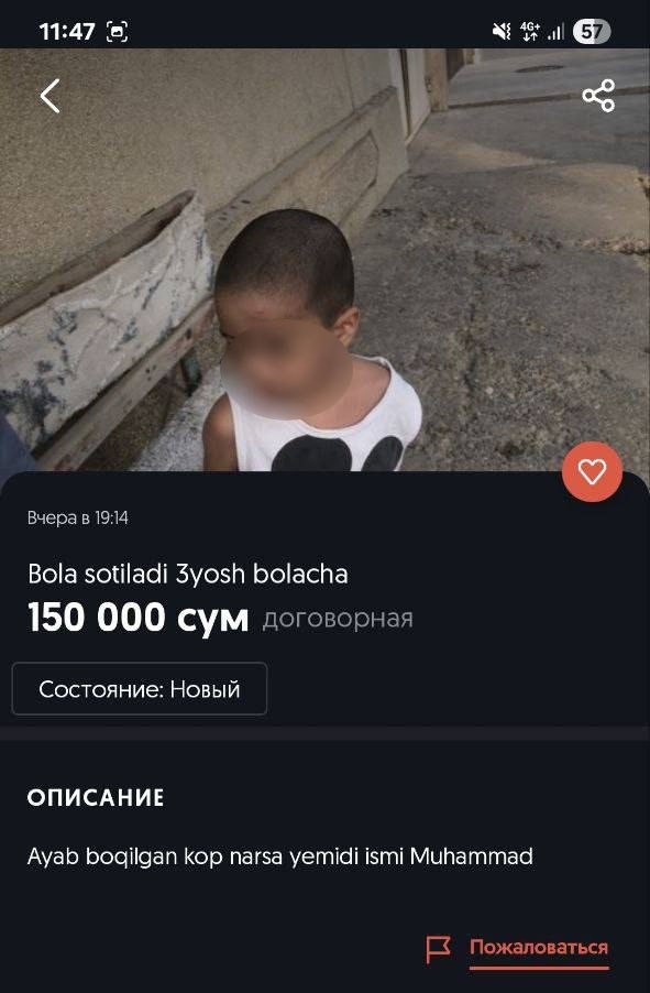 “Bola sotiladi” degan e’lon jamoatchilikni larzaga soldi: huquq-tartibot organlari ishga tushdi