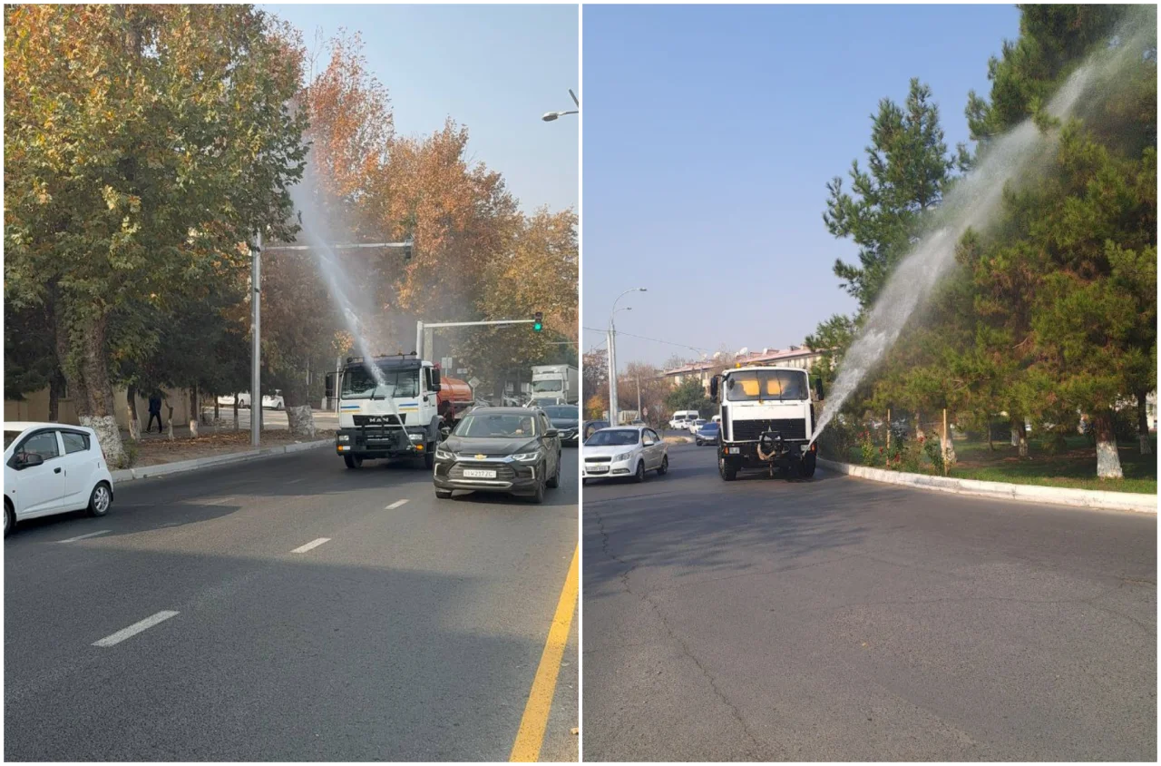 Shaharda changni kamaytirish uchun namlash tadbirlari o‘tkazilmoqda