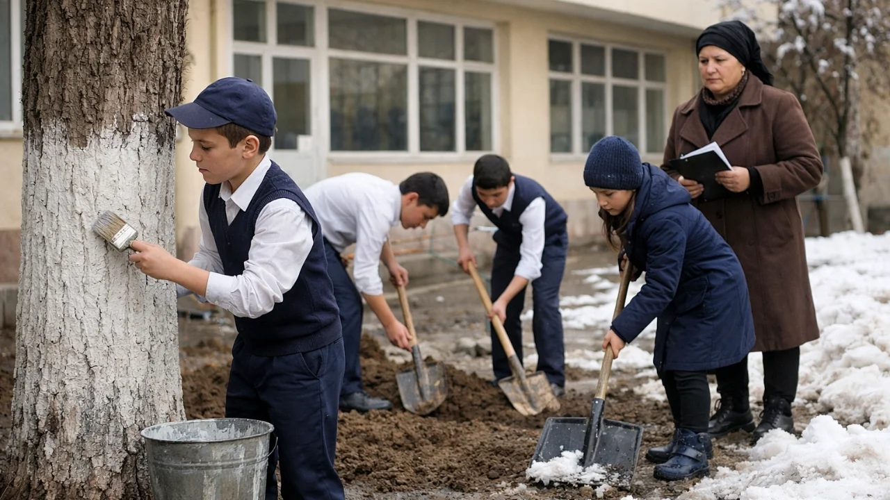 Zangiotada maktabda o‘quvchilar jazo sifatida majburiy ishlatildi
